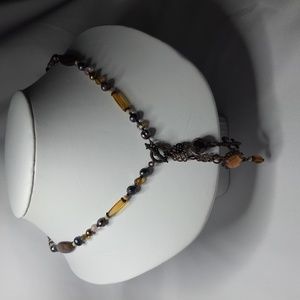 Beautiful Genuine Pearl, Crystal Lariat Necklace